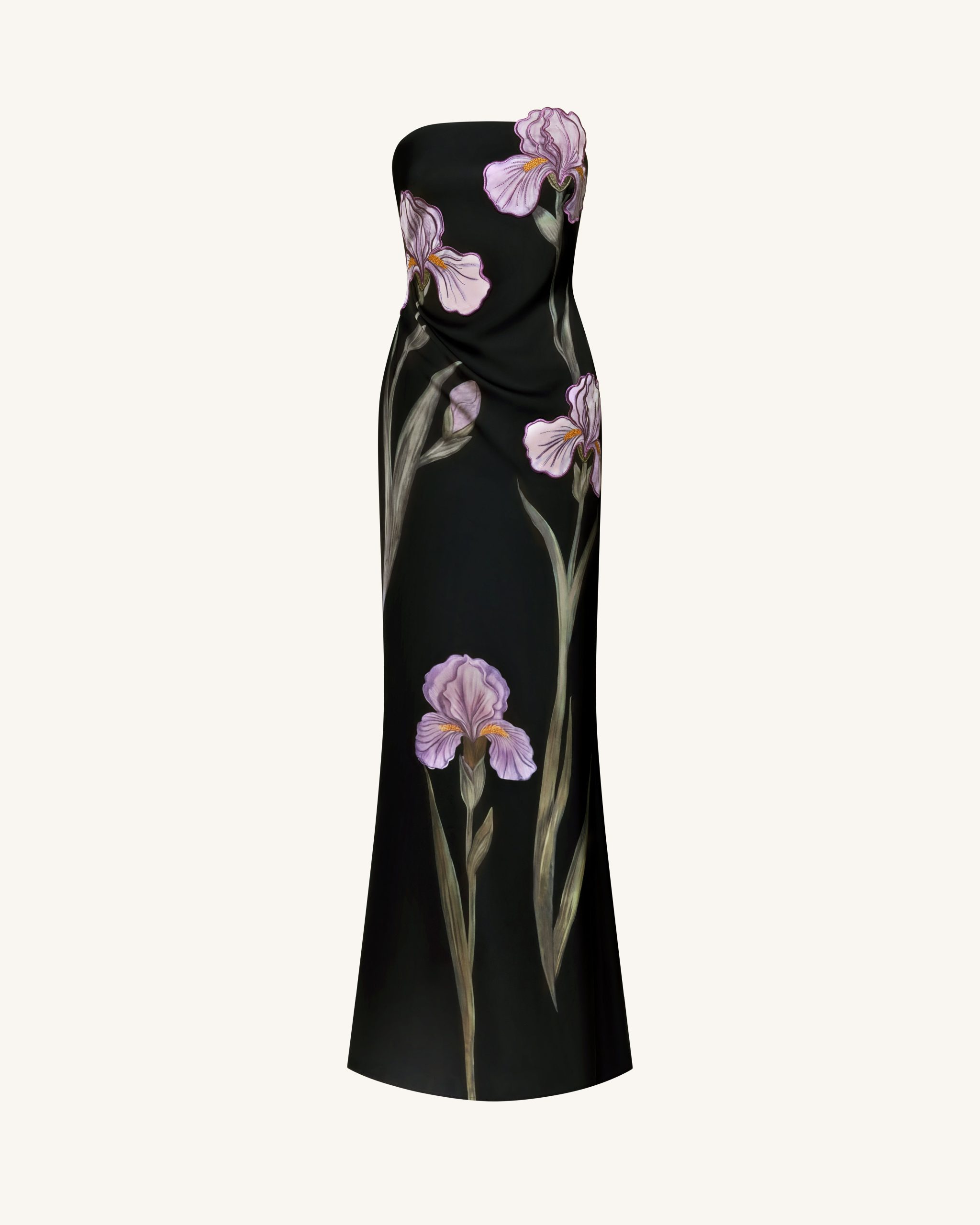 Iris Floral-Appliqué Strapless Maxi Dress - Black - Image 3