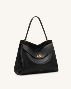 Alternative view of Lucia Turn-Lock Shoulder Bag - Black