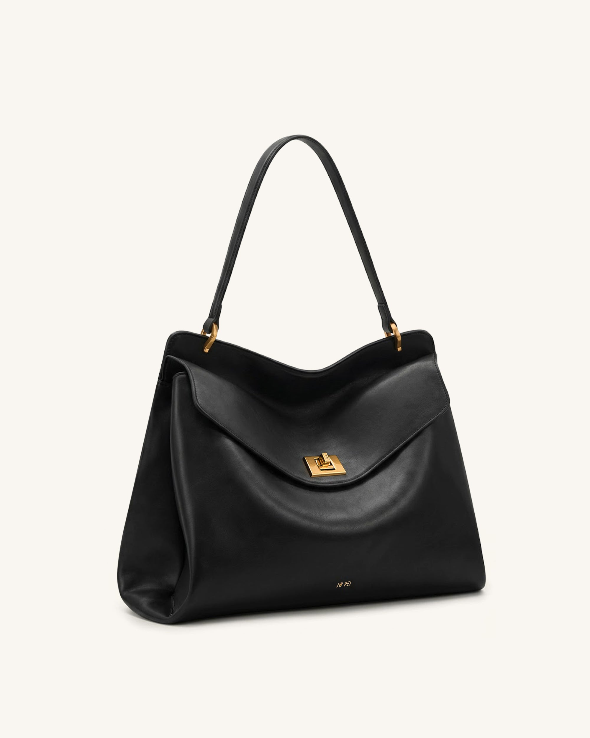 Lucia Turn-Lock Shoulder Bag - Black - Image 2