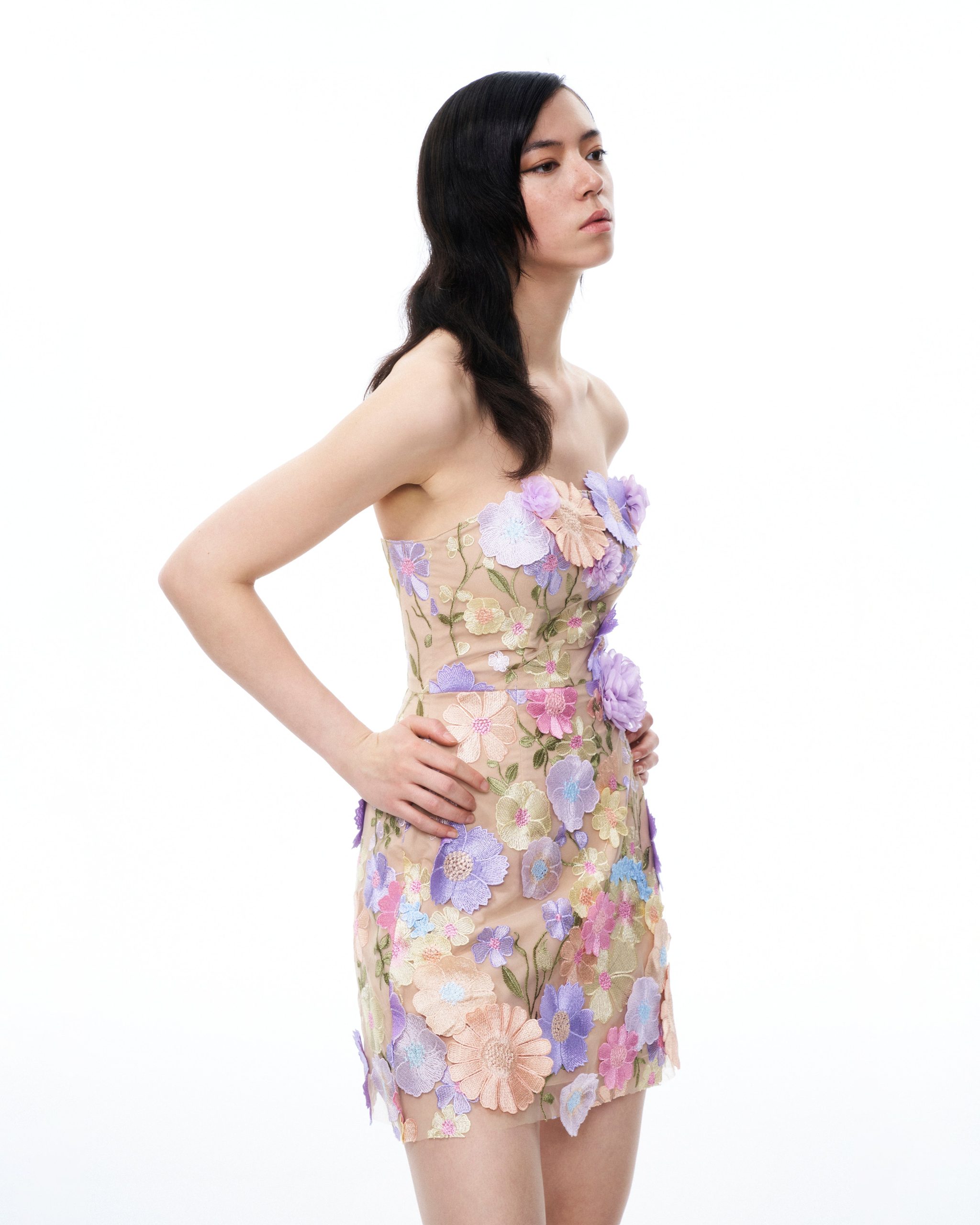 Amelie Floral Embroidered Mini Dress - Pastel Multi - Image 5