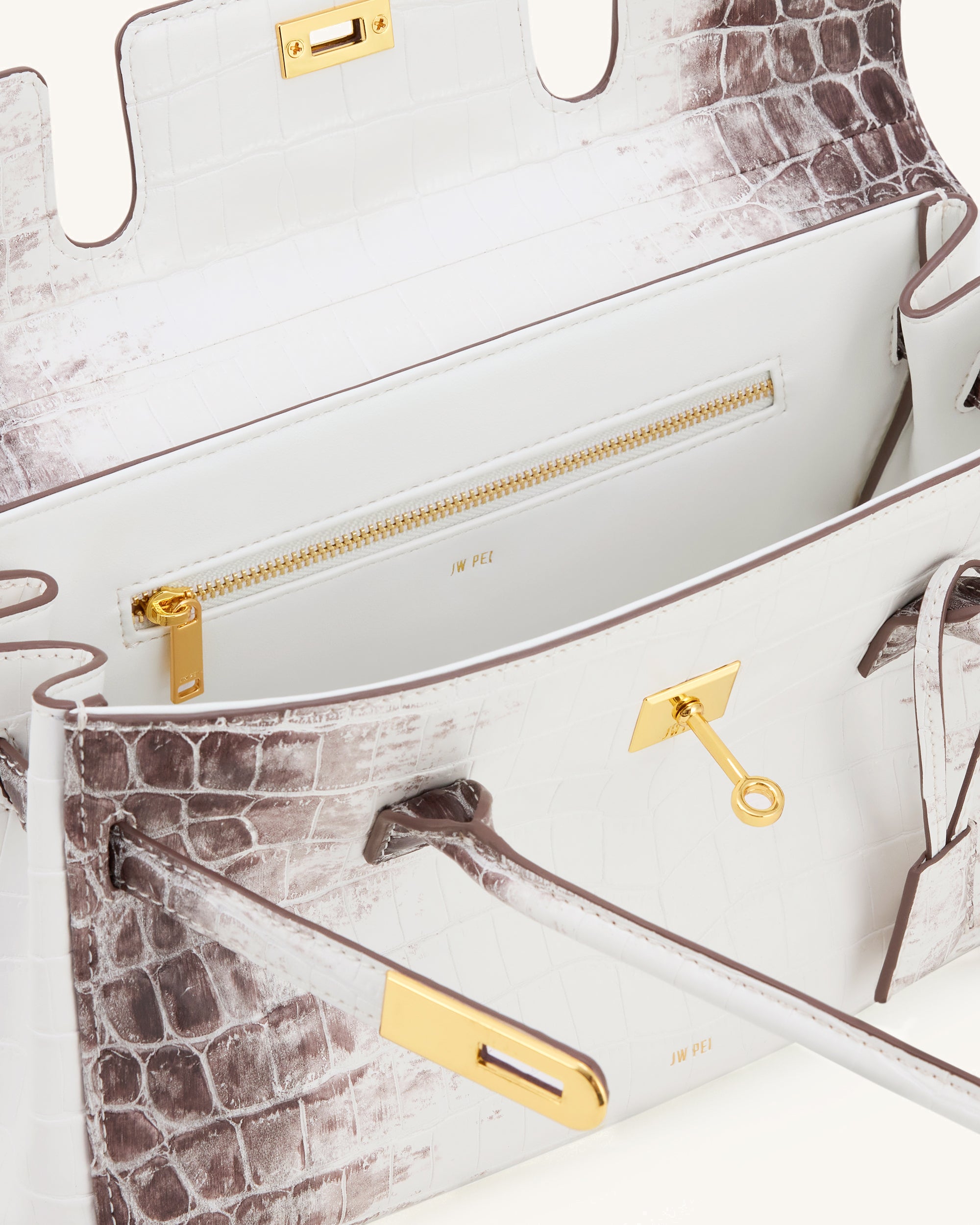 Yara Shoulder Bag - White Croc - Image 4
