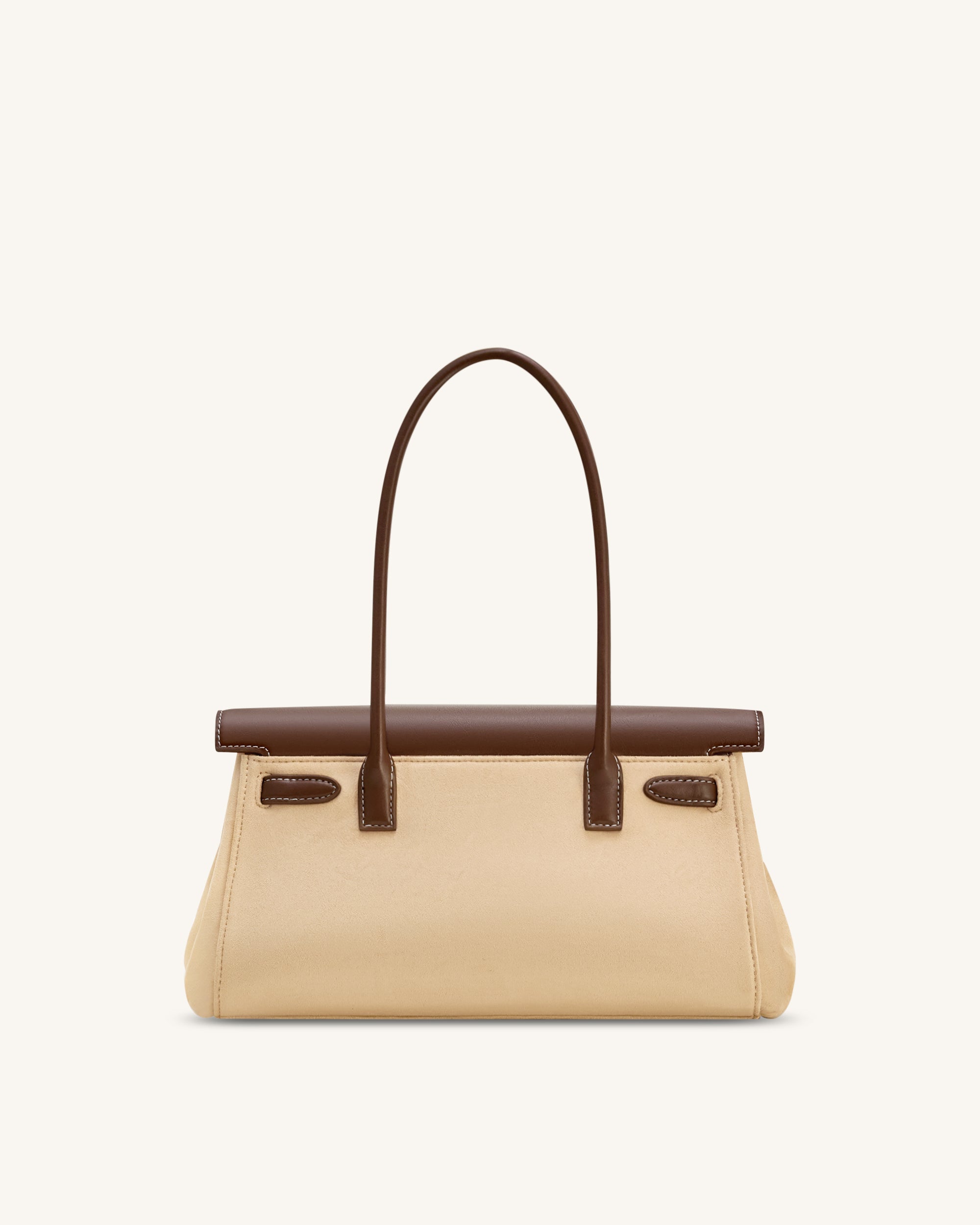 Yara Faux Suede Shoulder Bag - Dark Brown - Image 3