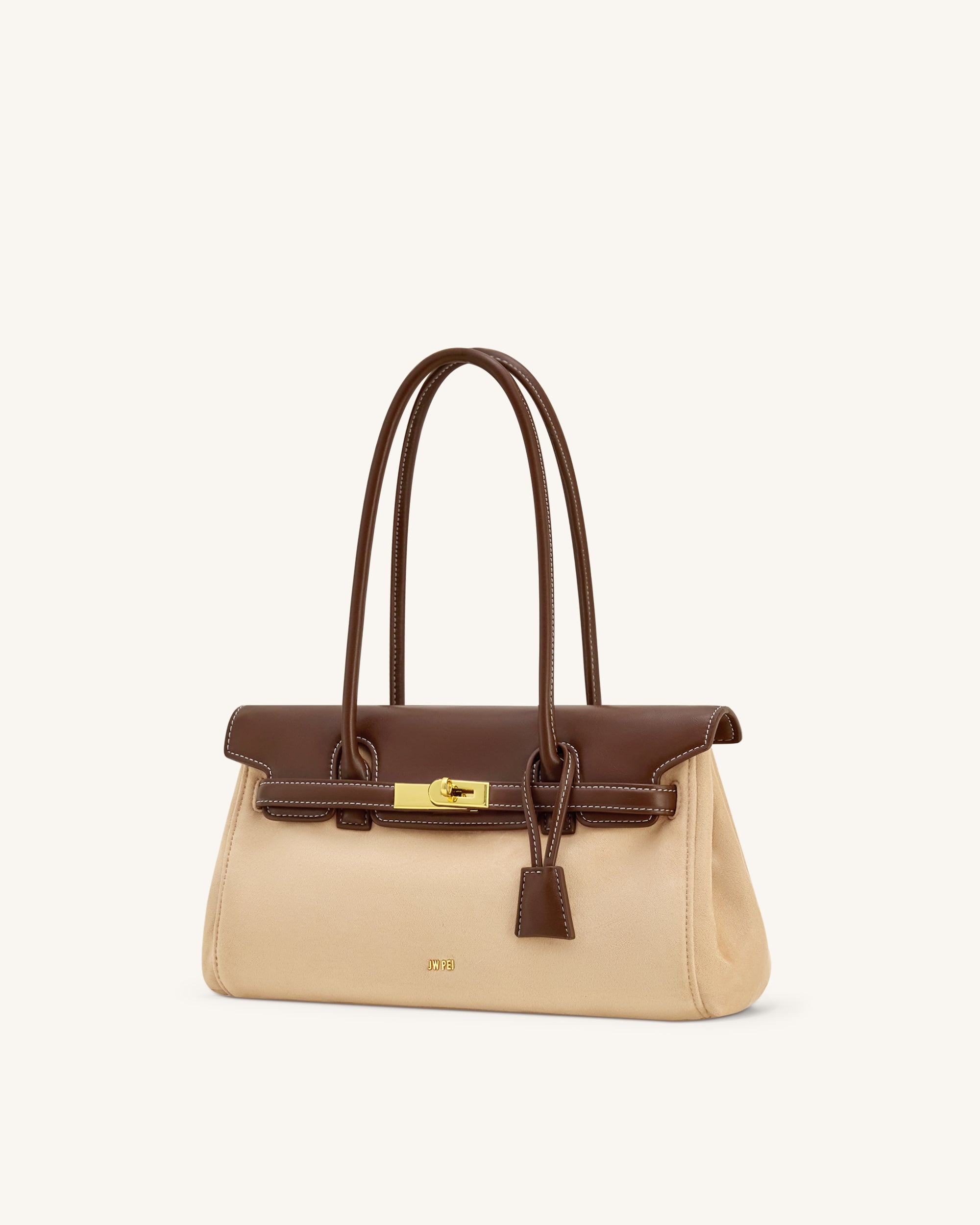 Yara Faux Suede Shoulder Bag - Dark Brown - Image 2
