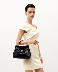 Alternative view of Lucia Classic Top Handle Woven Bag - Black