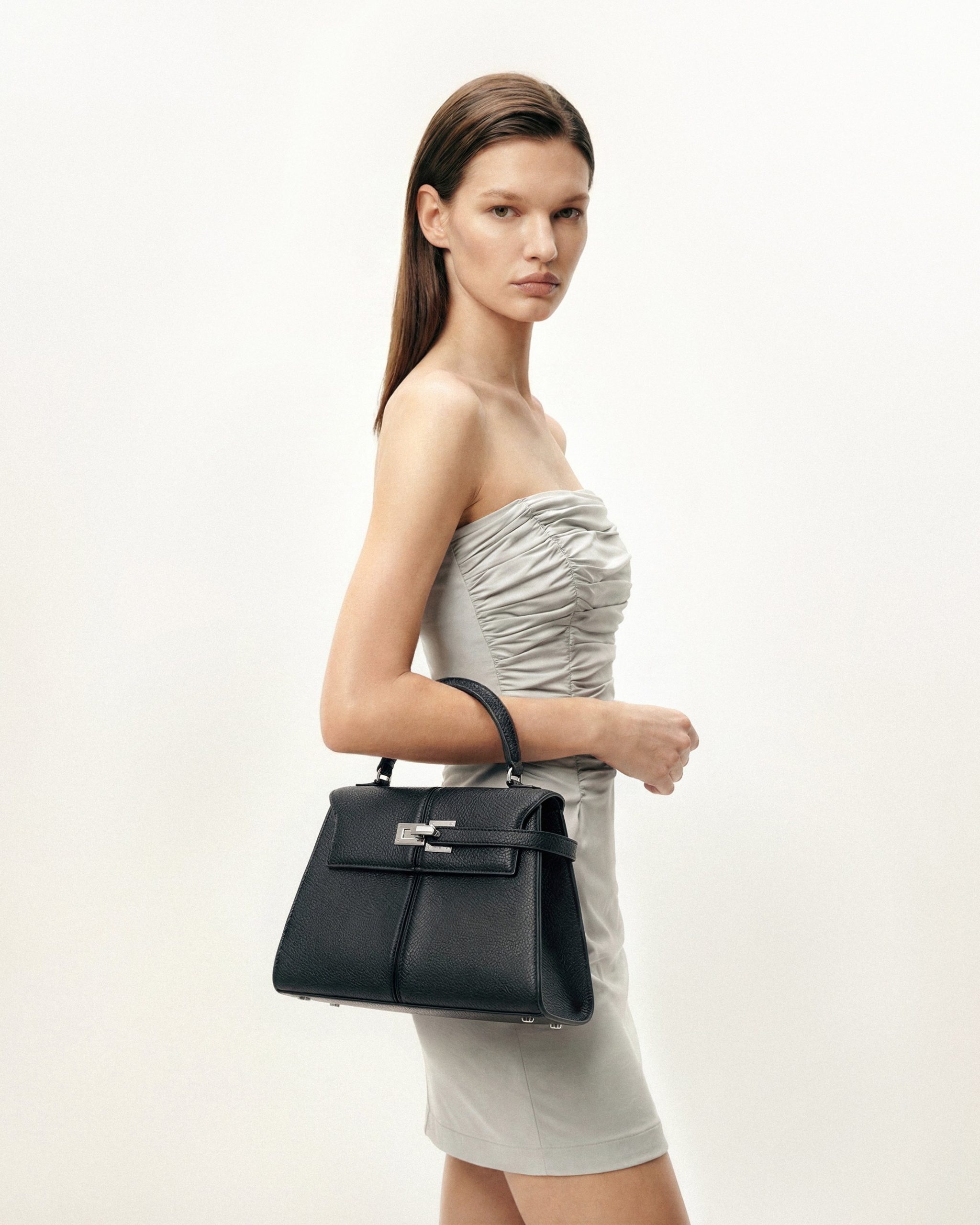 Elise Large Top Handle Bag - Black - Image 2