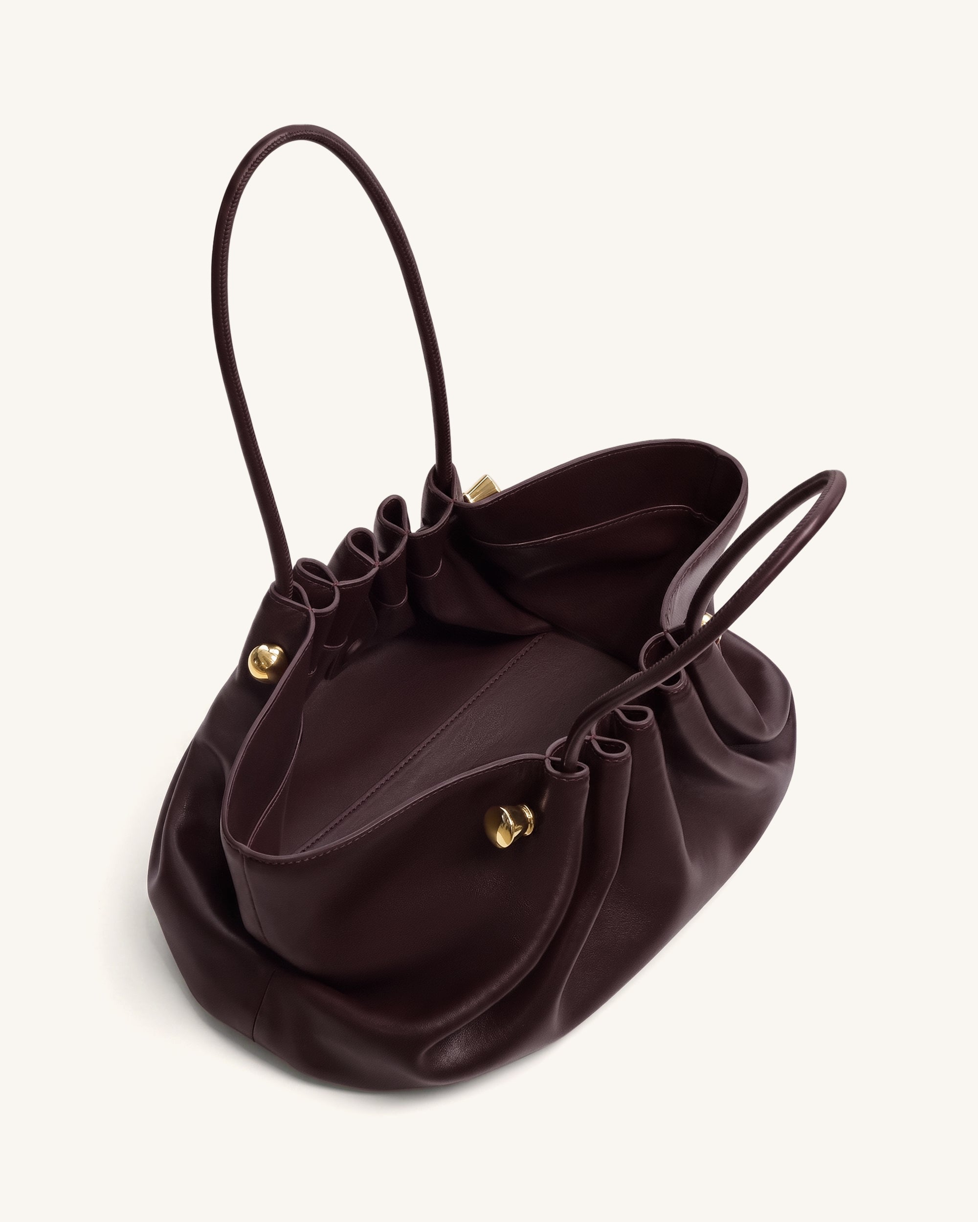 Naomi Gathered Long Handle Shoulder Bag - Deep Burgundy - Image 4