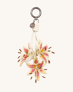 3D Embroidered Lily Bag Charm - Pink Yellow