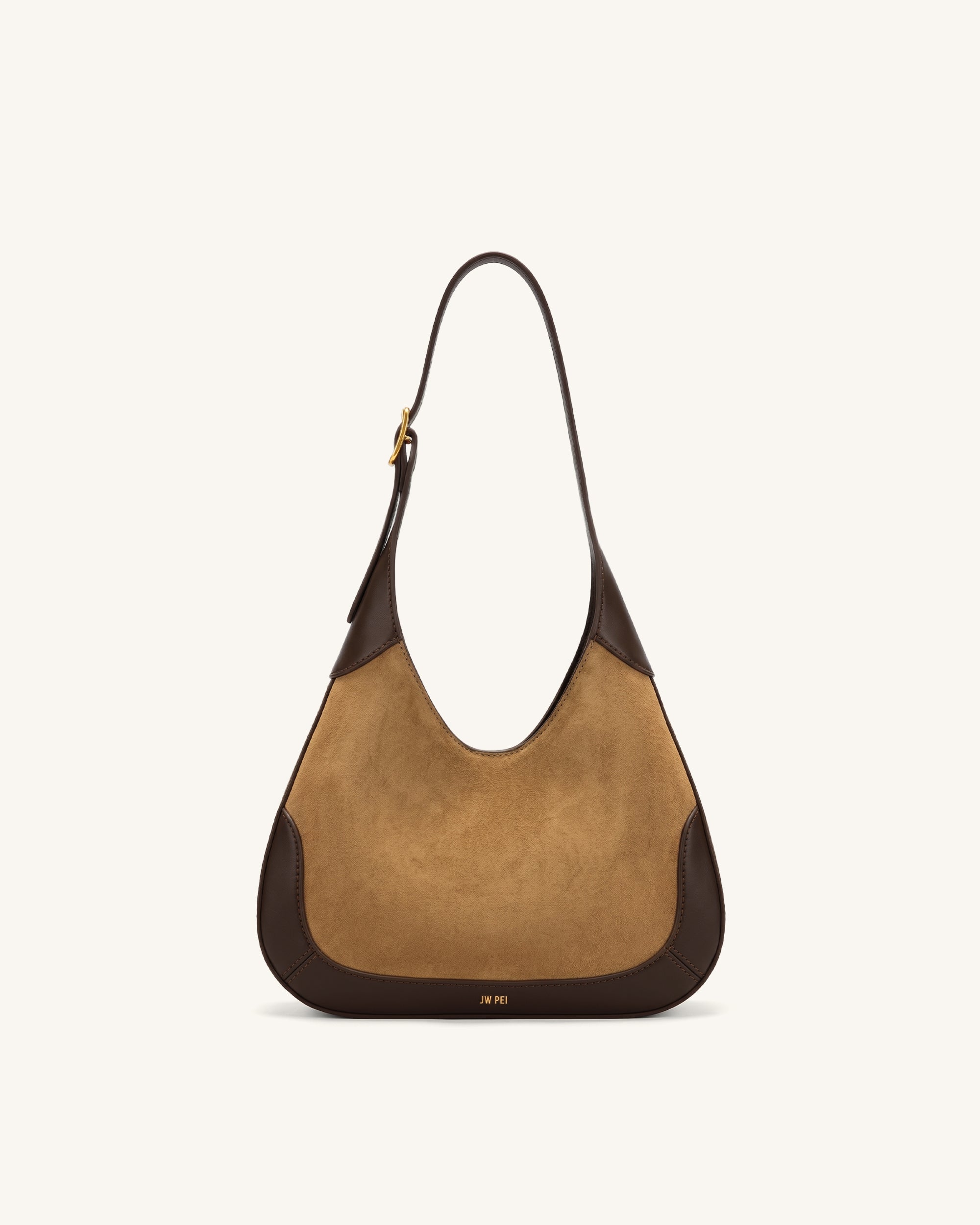 Willow Faux Suede Trim Hobo Bag - Brown