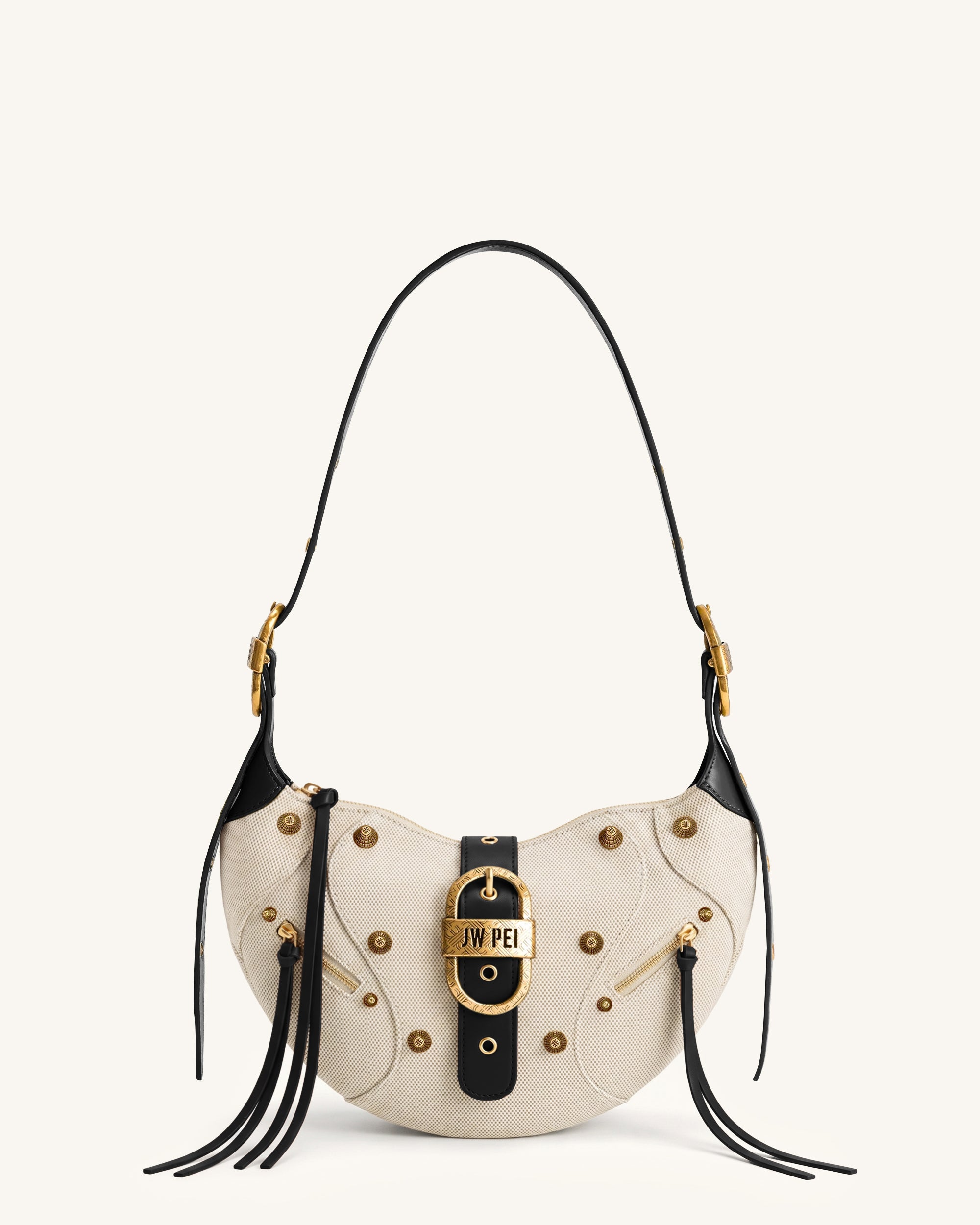 Tessa Studded Shoulder Bag - Black Canvas