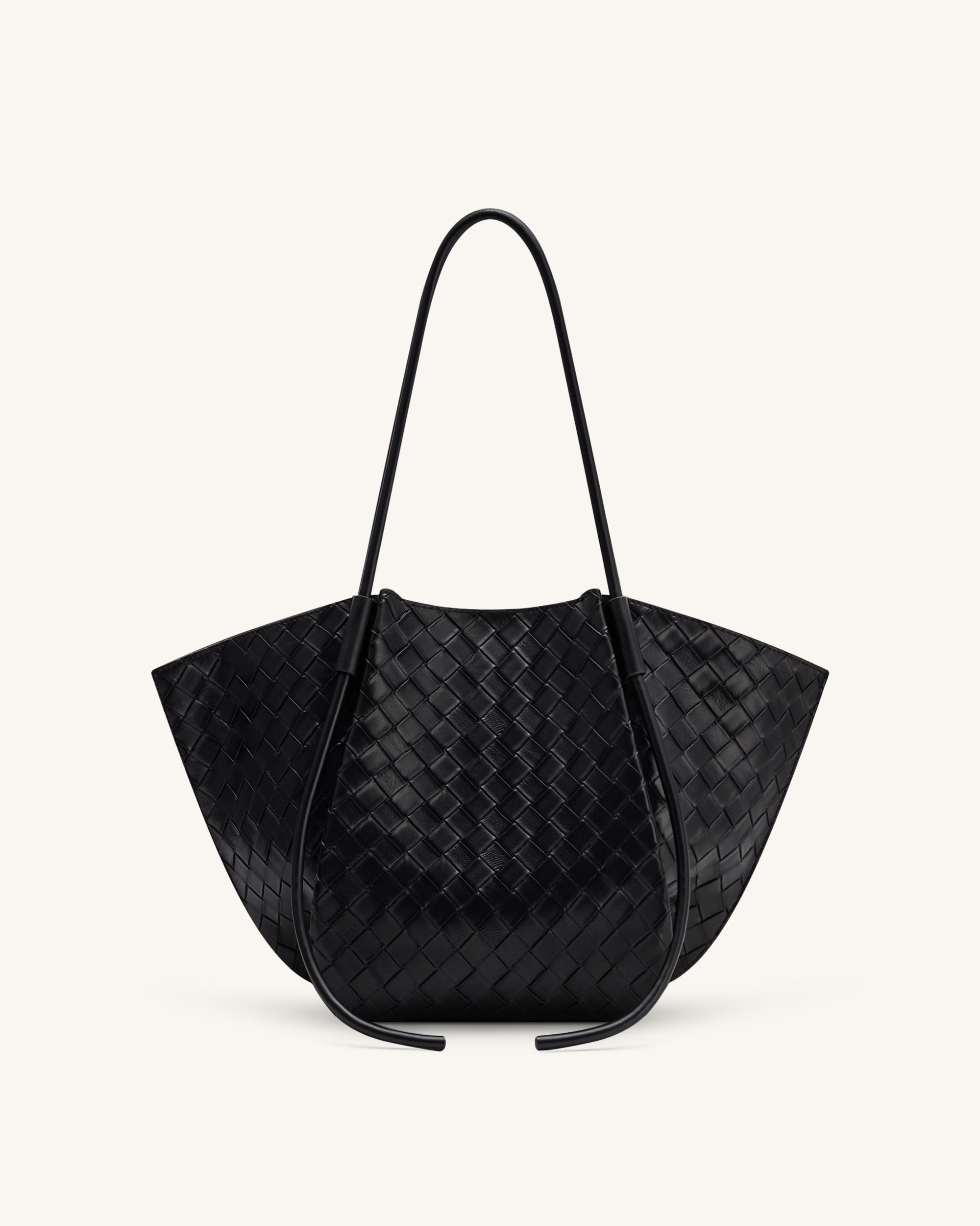 Nala Wide Weave Texture Tote Bag - Black - Image 3