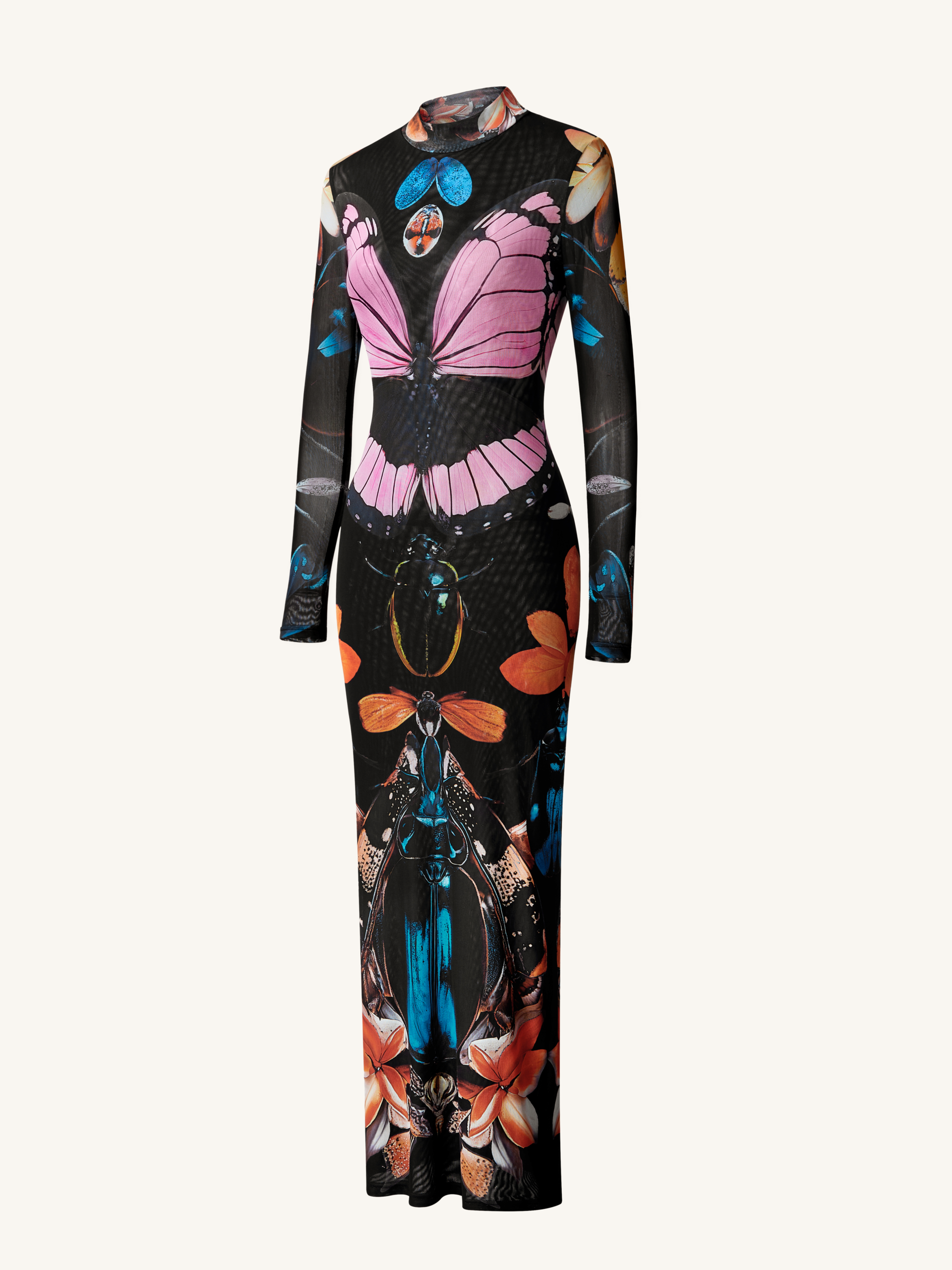 Double-layered Mesh Sheer Butterfly and Beetle Gown - Multicolor - Image 7