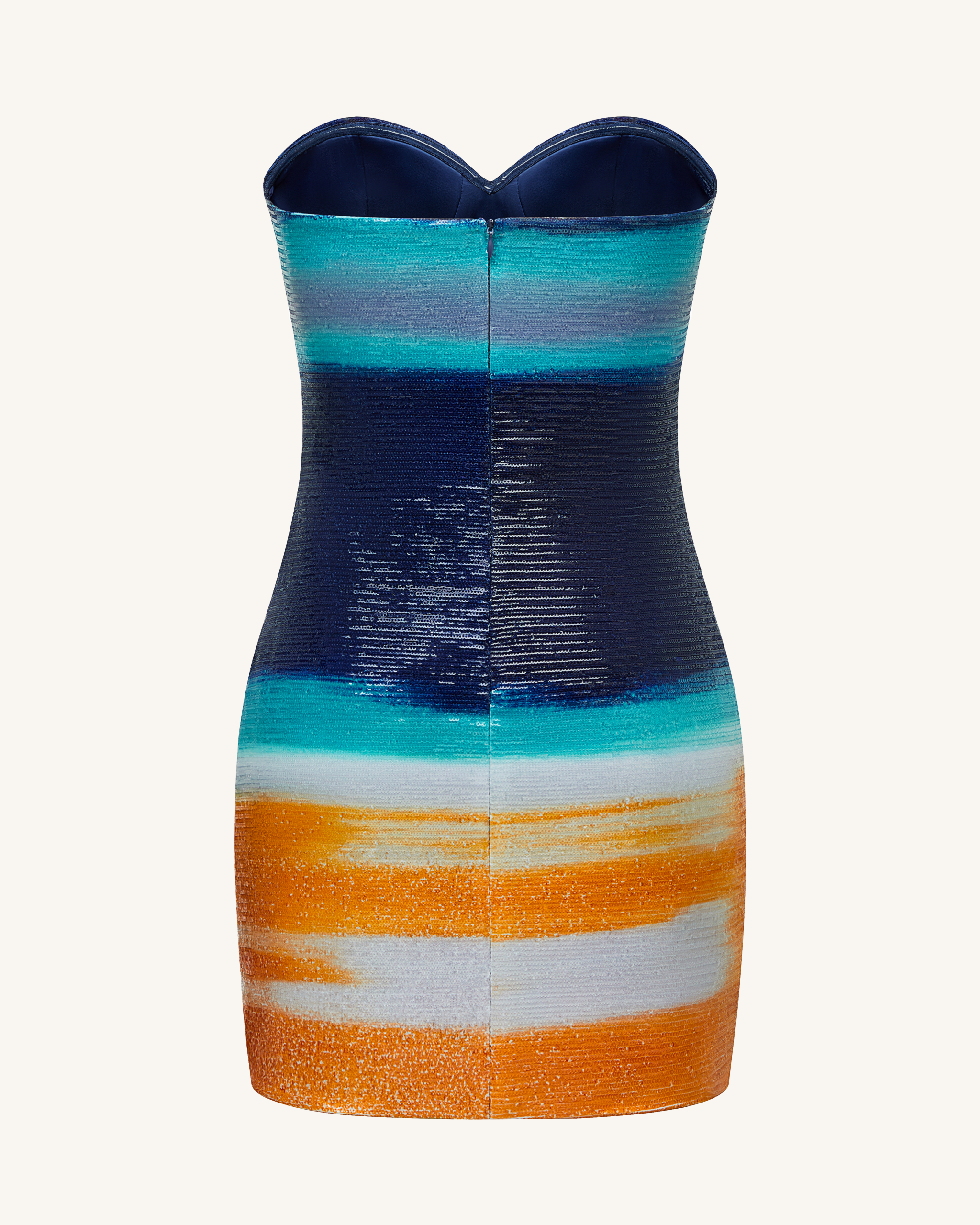 Olivia Metallic Heart Sequin Dress - Blue/Orange - Image 4