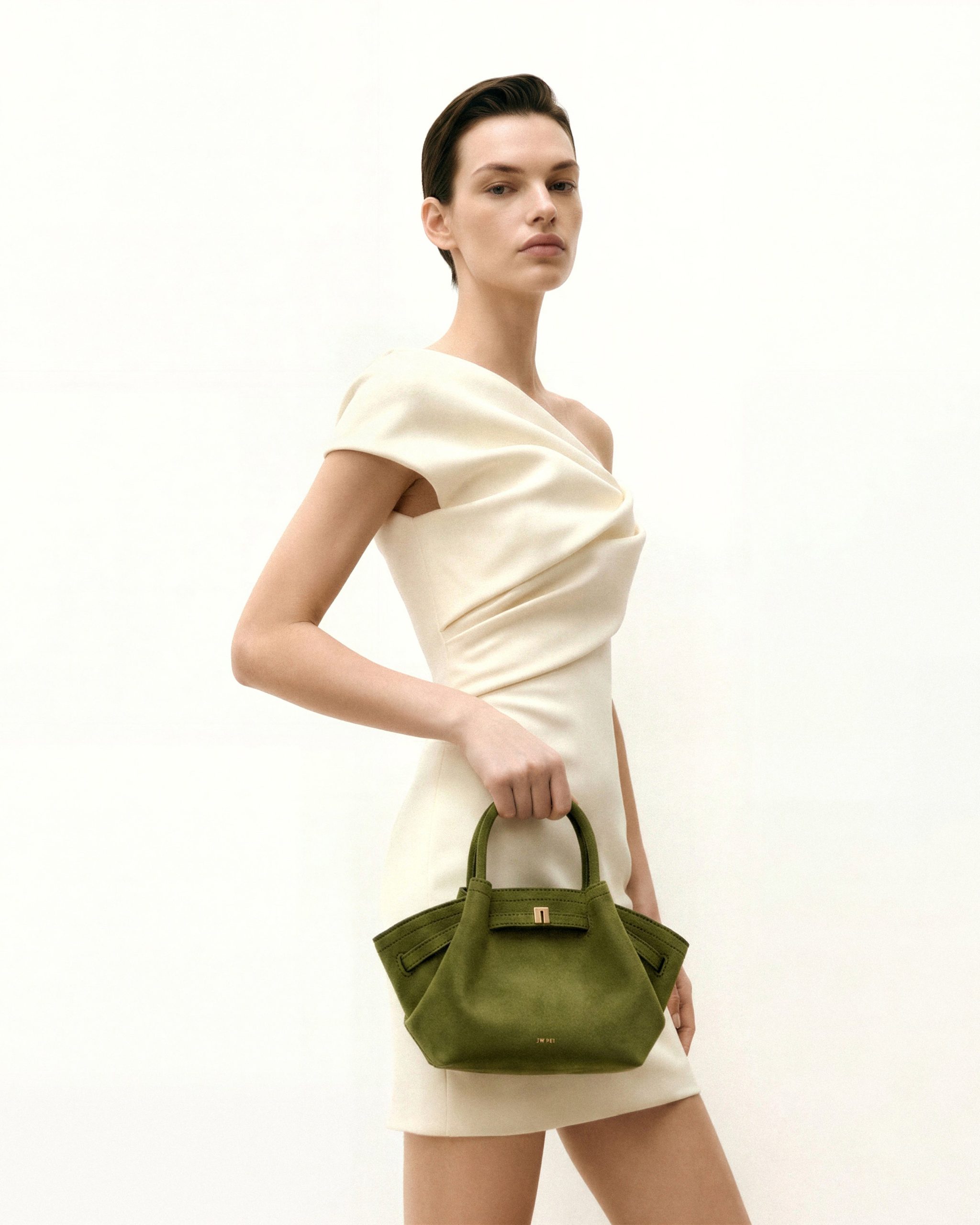 Hana Mini Faux Suede Tote Bag - Dark Olive - Image 2
