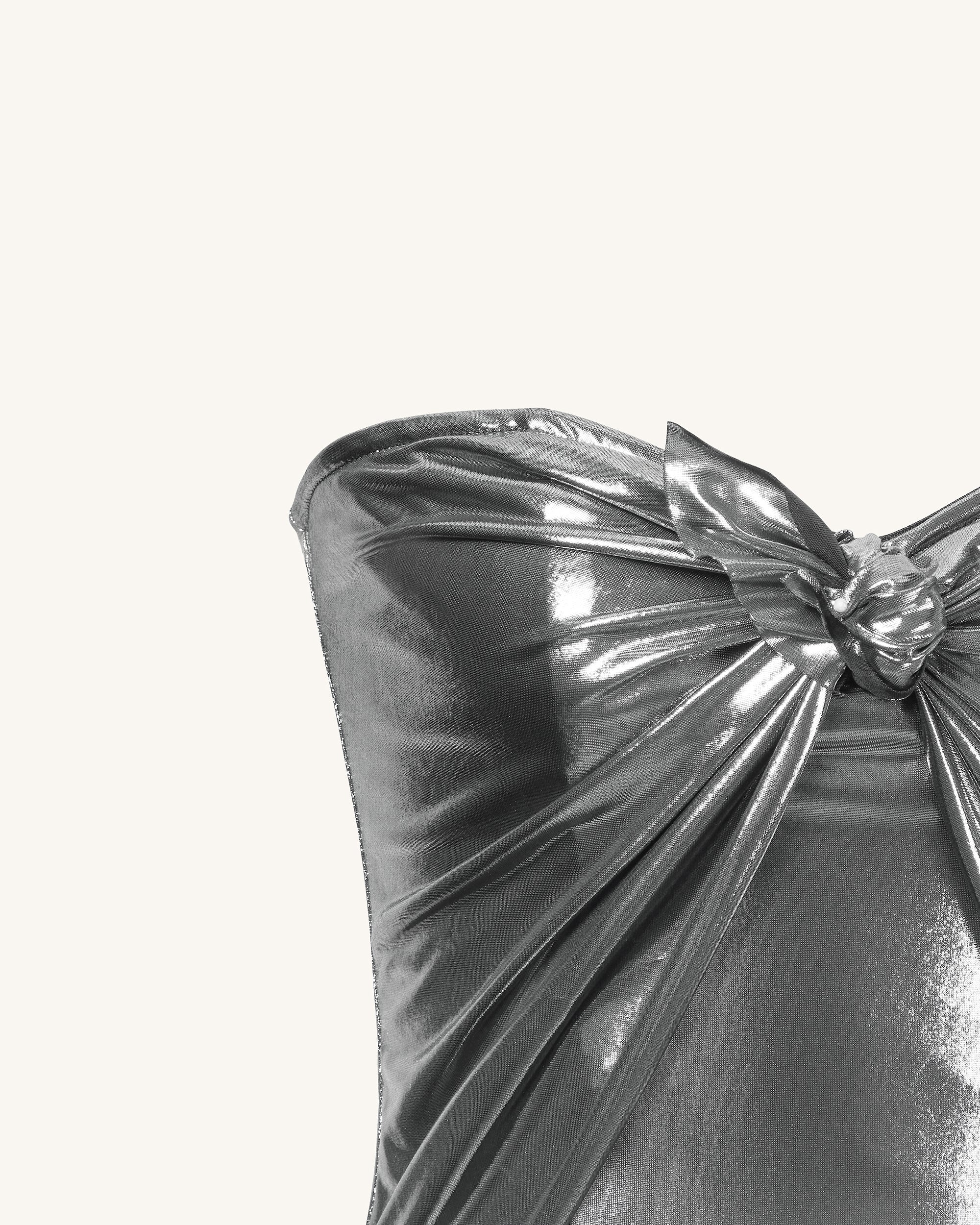 Olivia Silver Maxi Tube Dress - Silver - Image 6