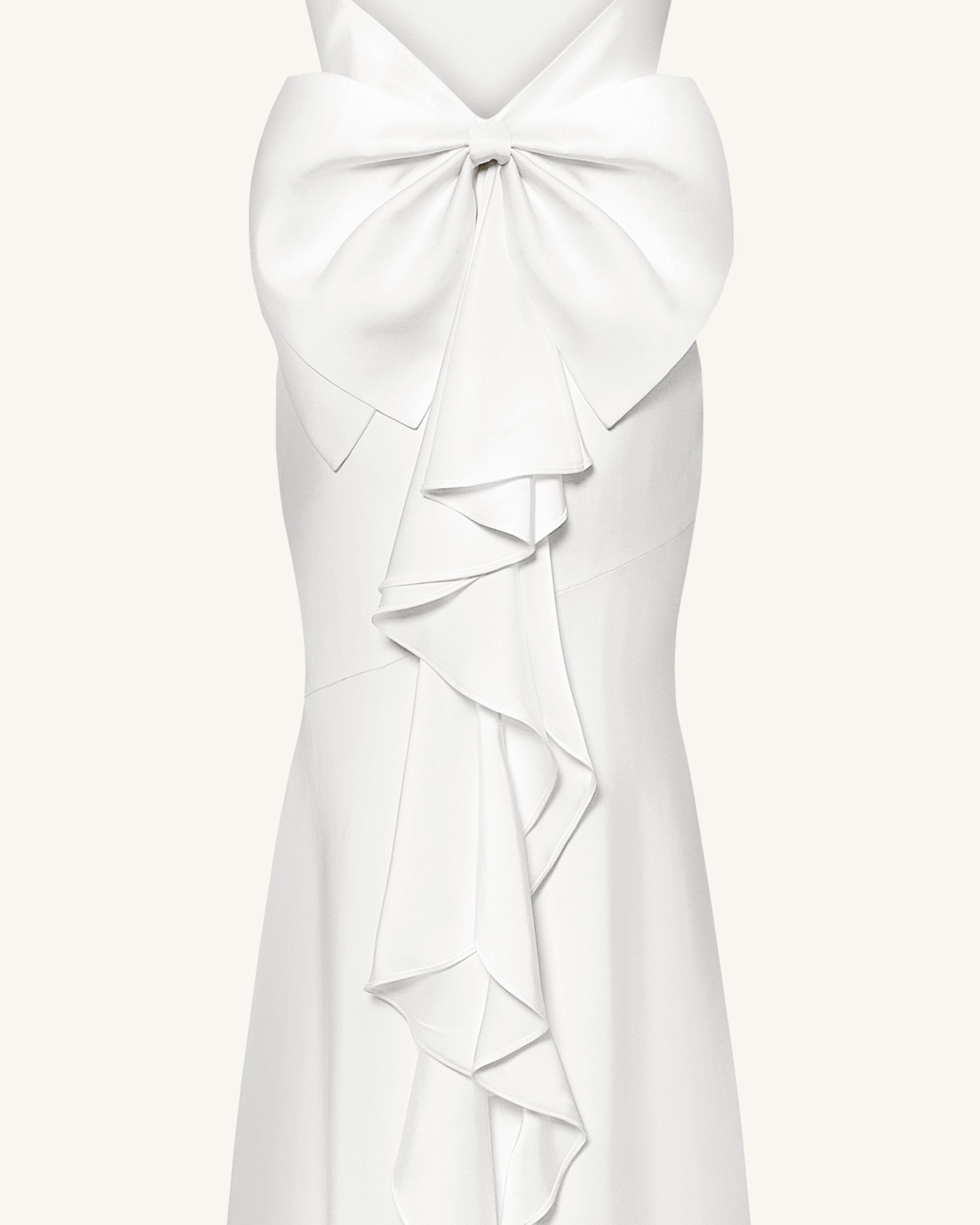 Satin Cowl-Neck Bow-Back Maxi Dress - White - Image 7