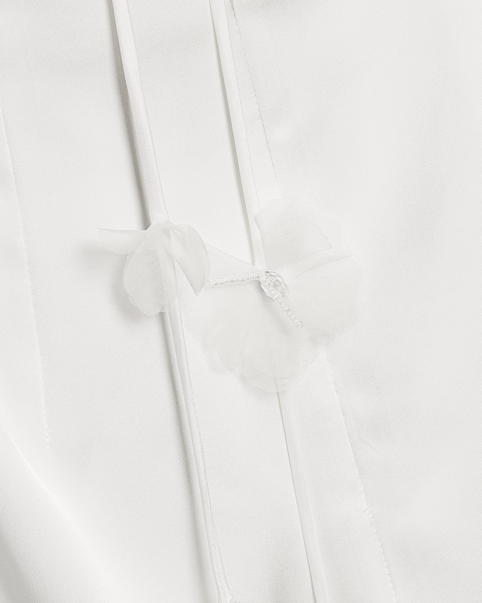 Satin Strappy Maxi Dress with Floral Streamers - White - Image 7