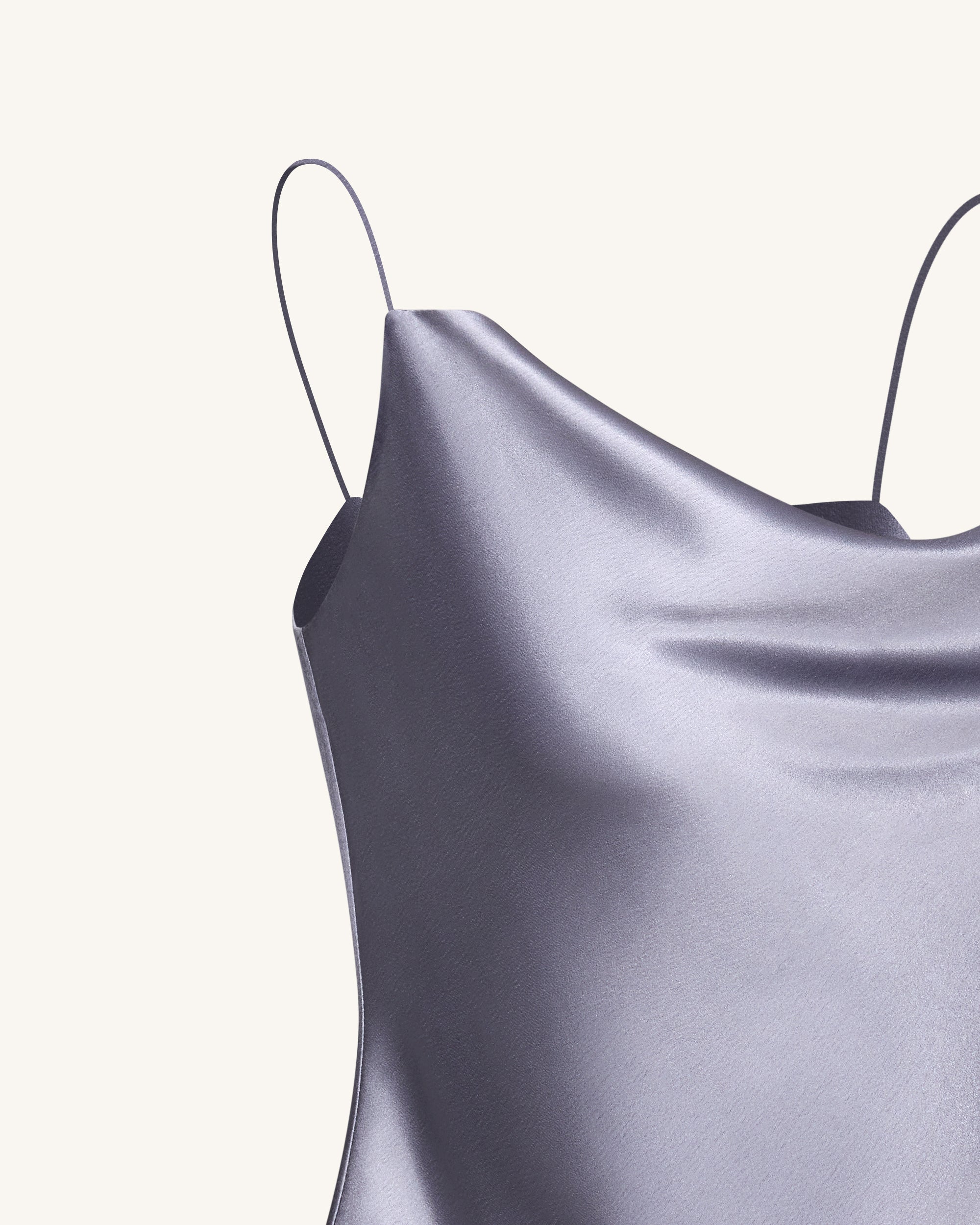 Liquid Satin Cowl Camisole - Silver - Image 6