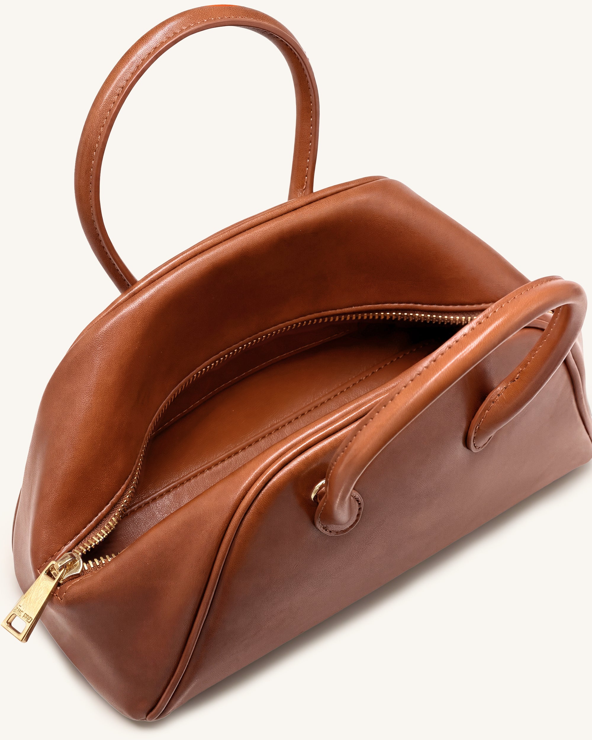 Veda Vintage Finish Bowler Bag - Saddle Brown - Image 4