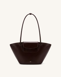 Corinne Pocket Tote Bag - Dark Brown