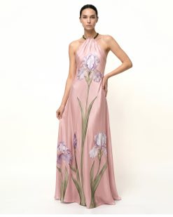 Alternative view of Iris Floral Print Halter Maxi Dress - Blush