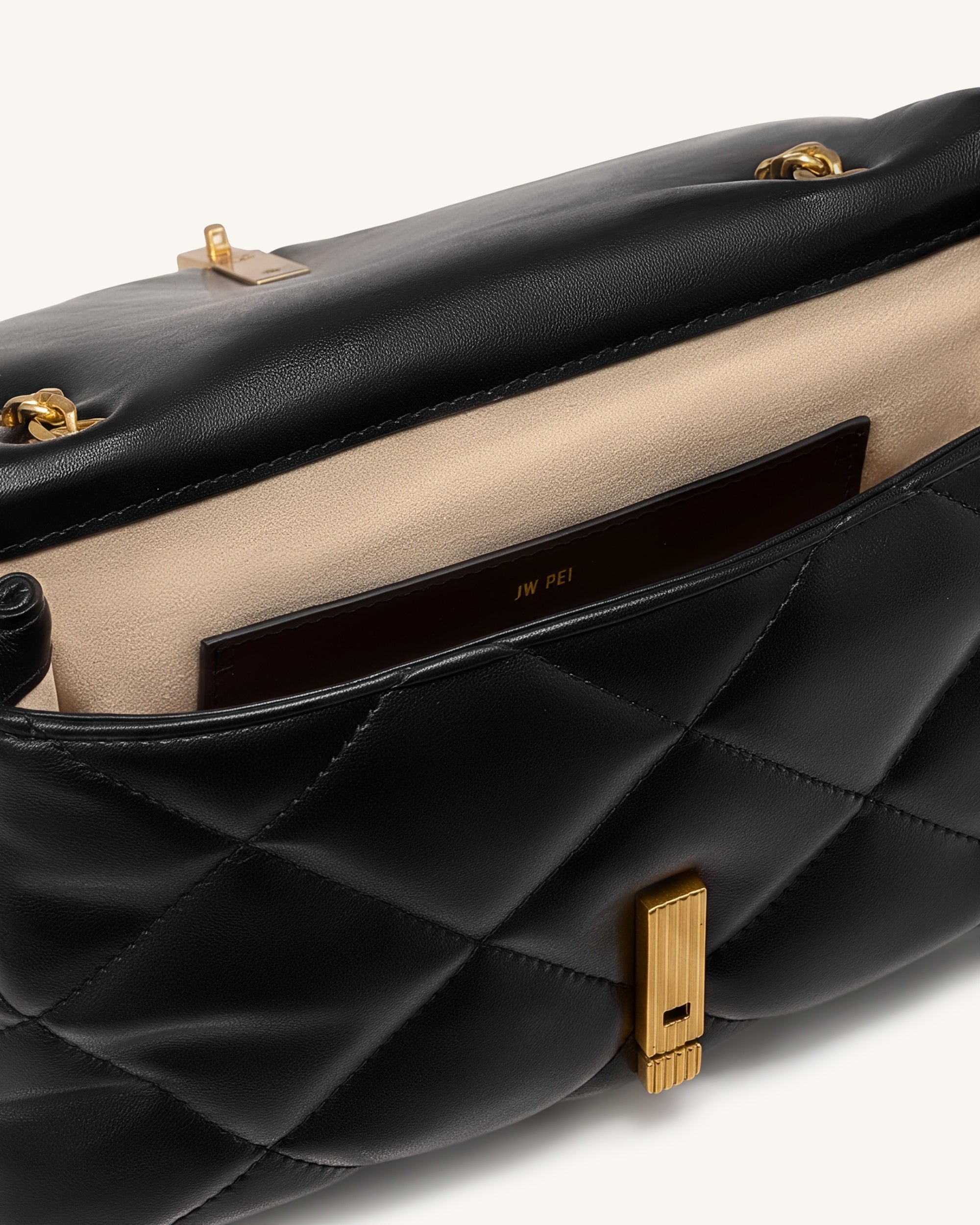 Valerie Puffy Bar-Lock Shoulder Bag - Black - Image 4