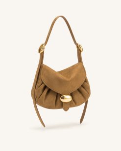 Alternative view of Avery Faux Suede Draped Hobo Bag - Camel
