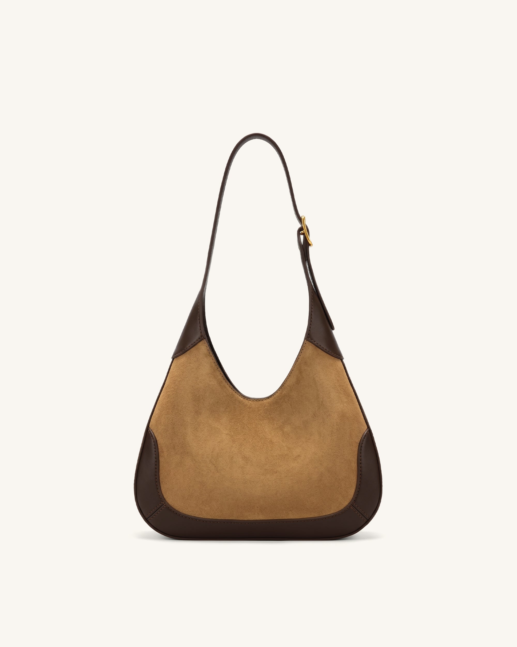 Willow Faux Suede Trim Hobo Bag - Brown - Image 3