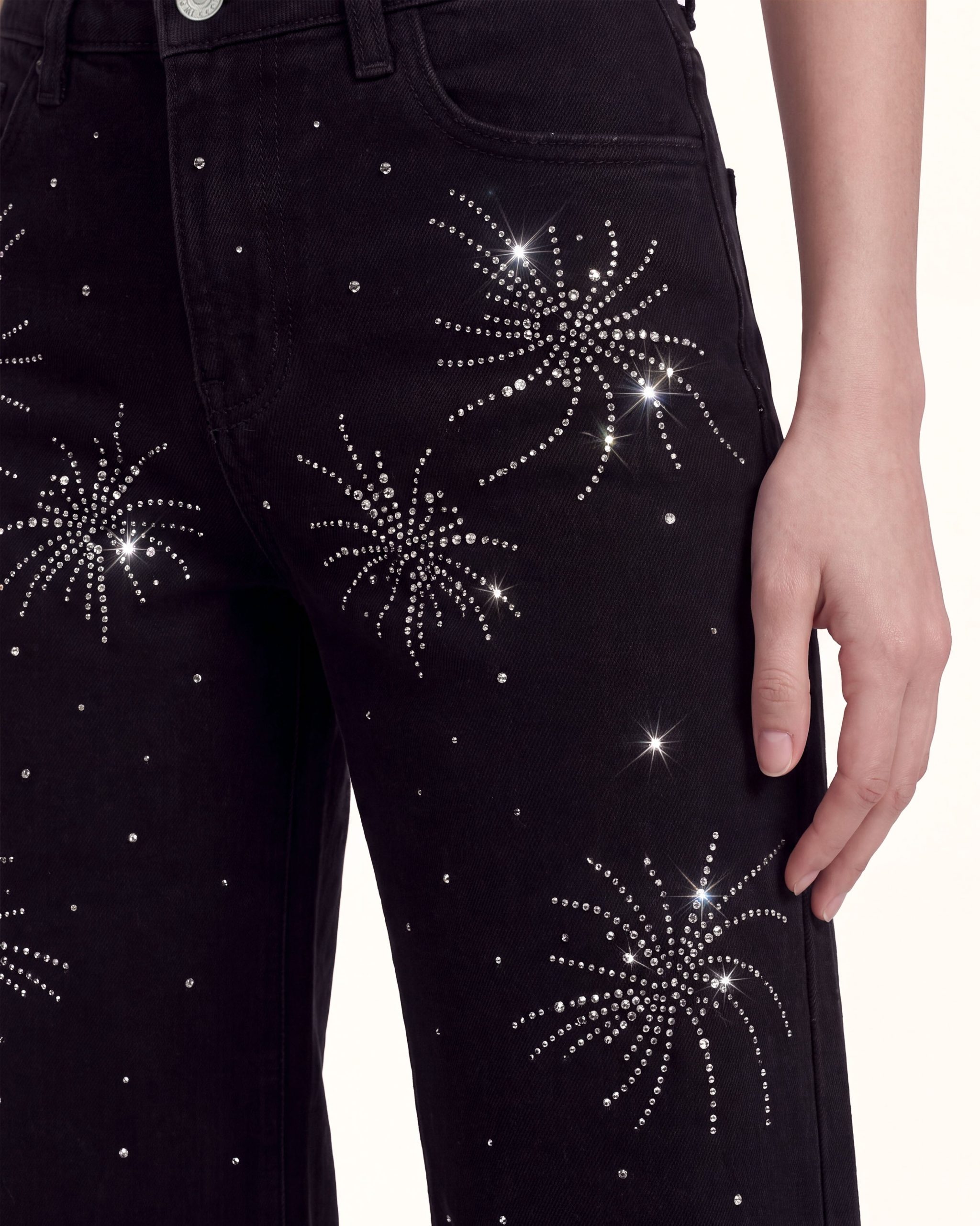 The Stellar Starburst Fray Wide-Leg Jeans - Black - Image 3