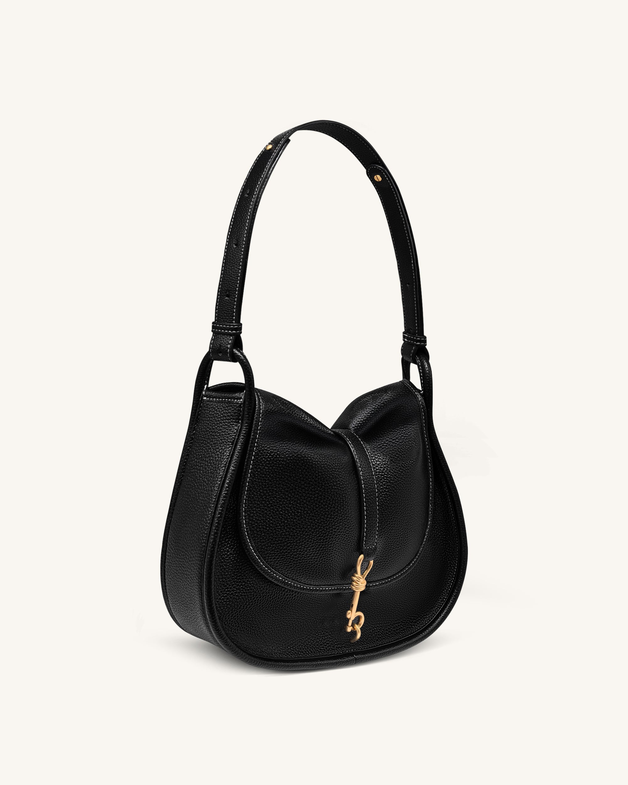 Arla Small Hobo Bag - Black Pebbled - Image 3