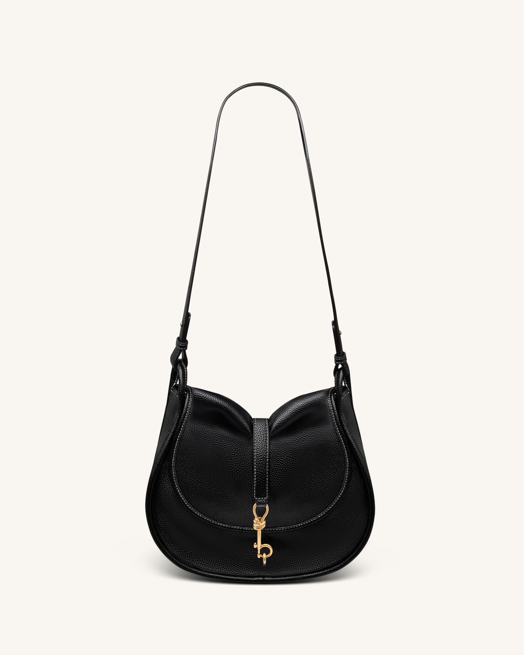 Arla Small Hobo Bag - Black Pebbled - Image 2