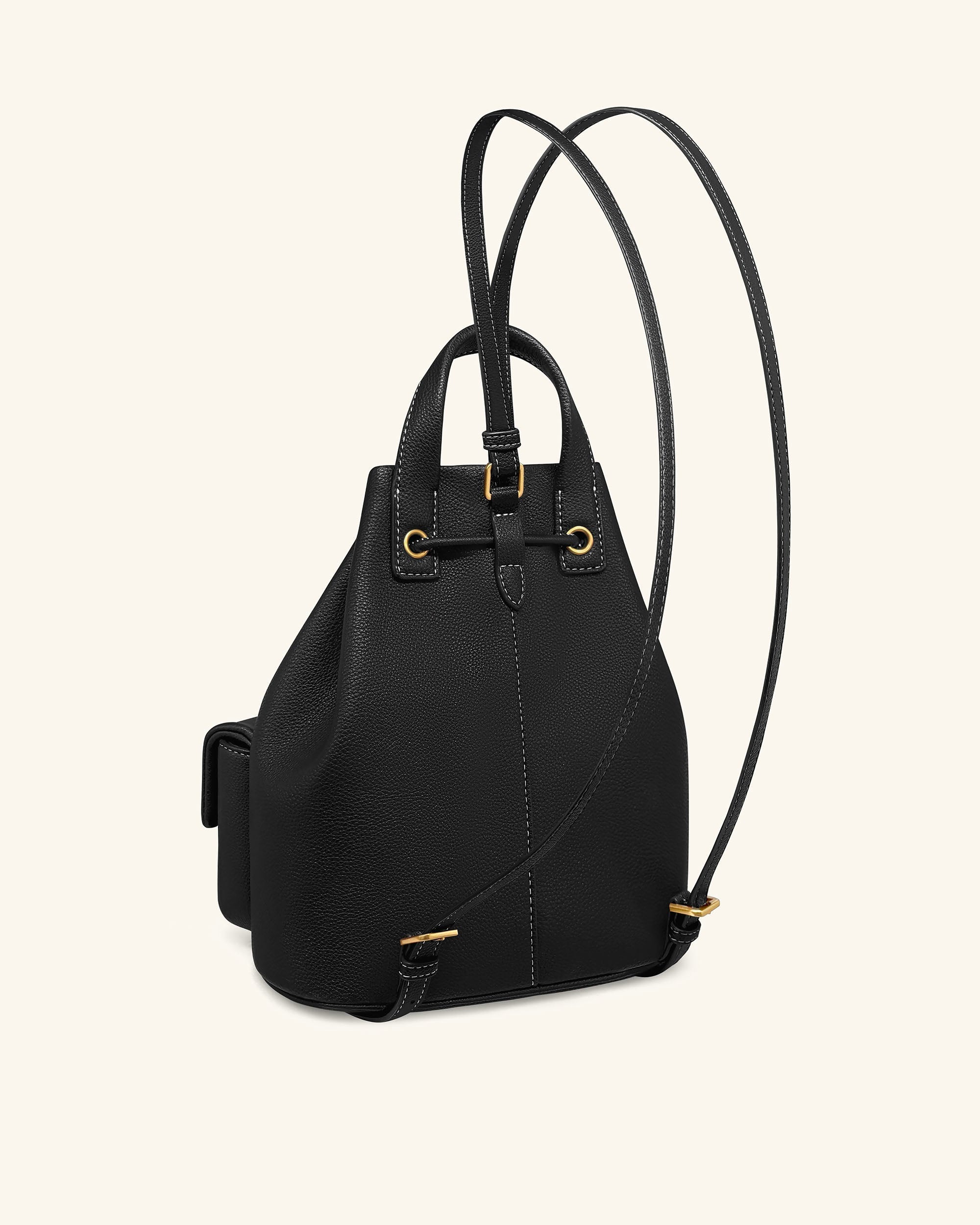 Avery Pebbled Drawstring Utility Backpack – Black - Image 4
