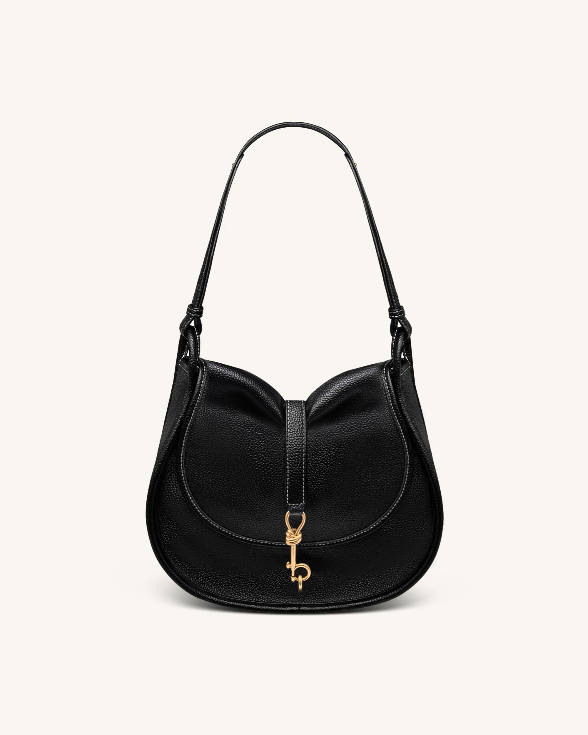 Arla Small Hobo Bag - Black Pebbled