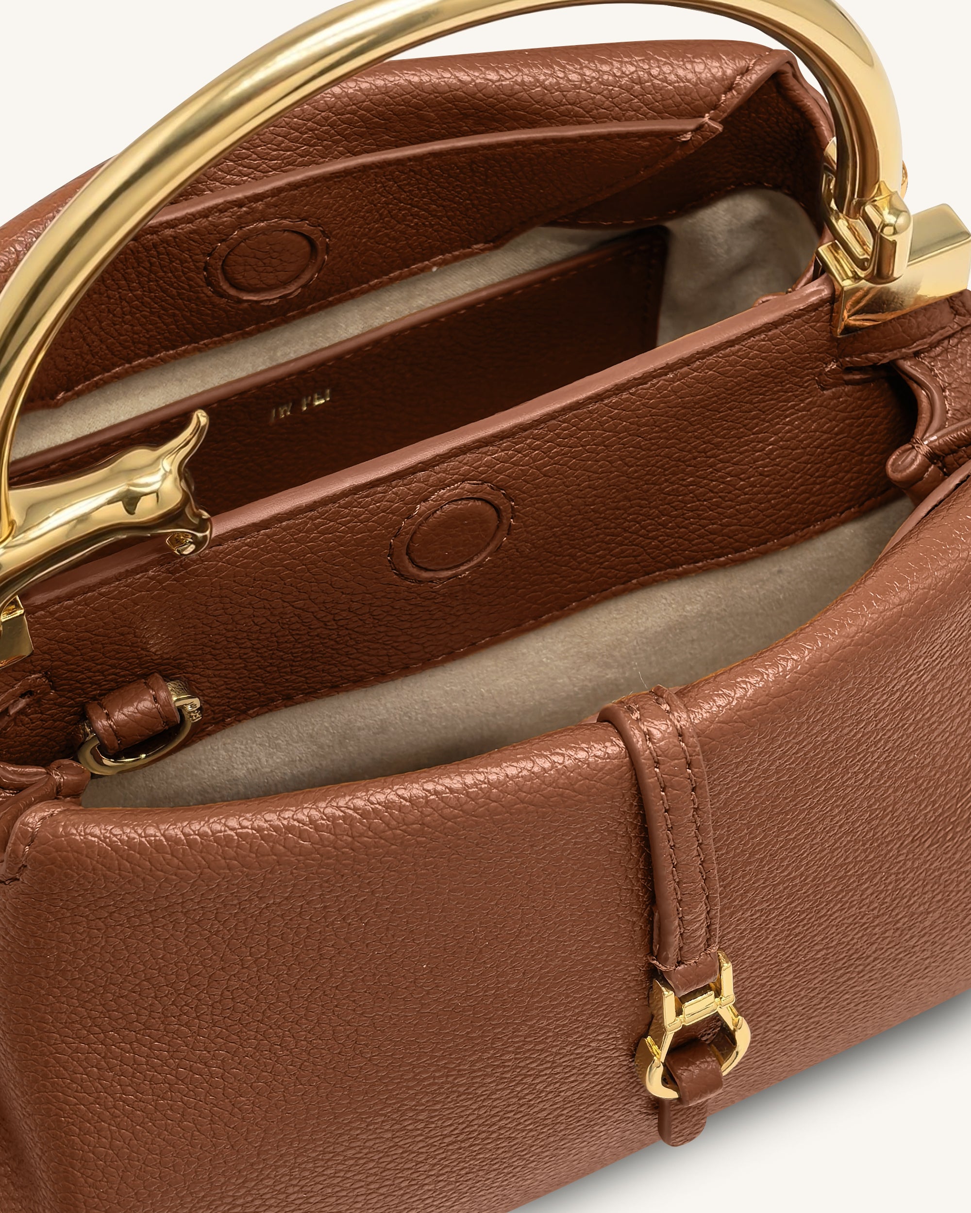 Bruna Dachshund Metal Handle Top Handle Bag - Brown - Image 4