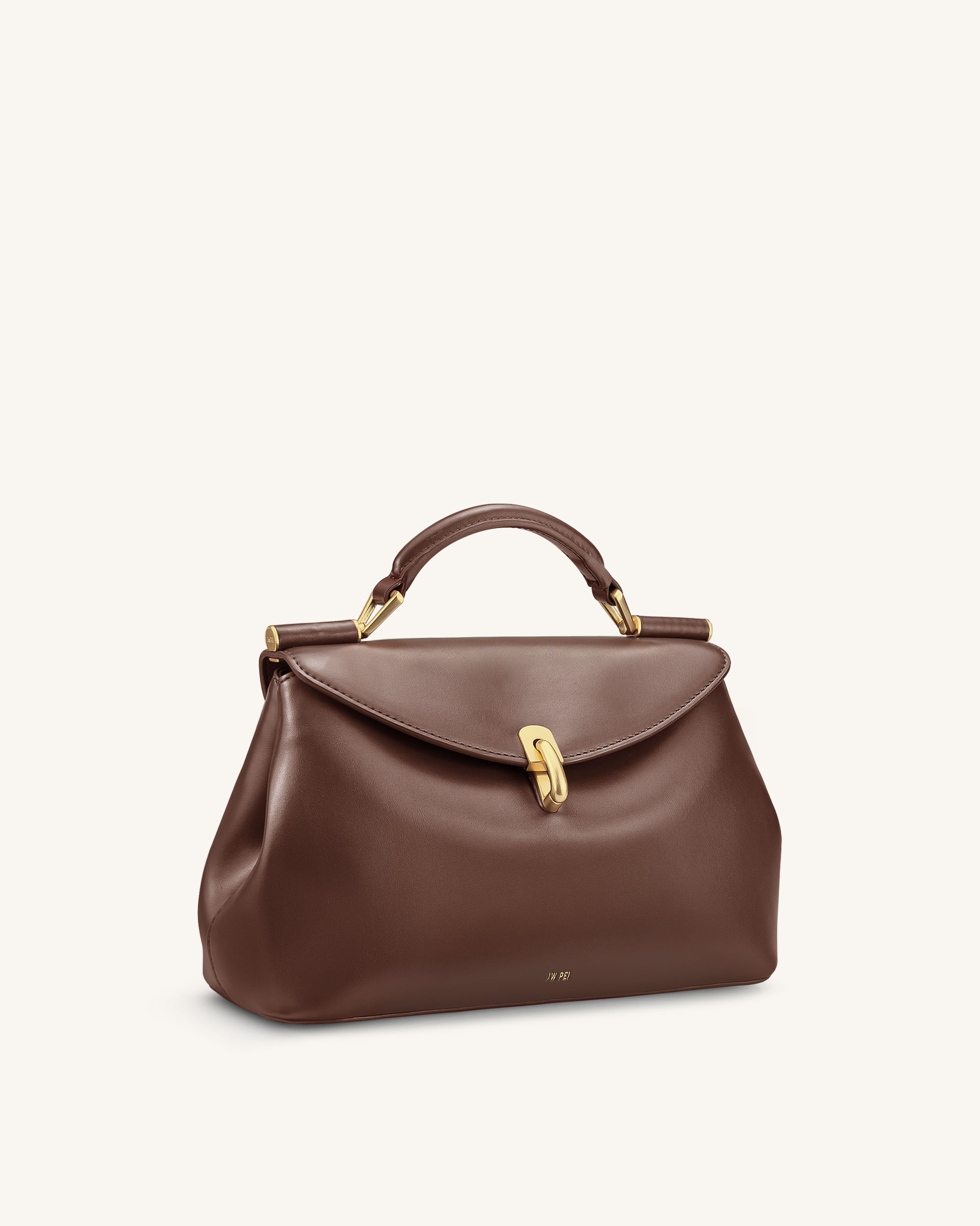 Audrey Flap Lock Top Handle Bag - Brown - Image 2