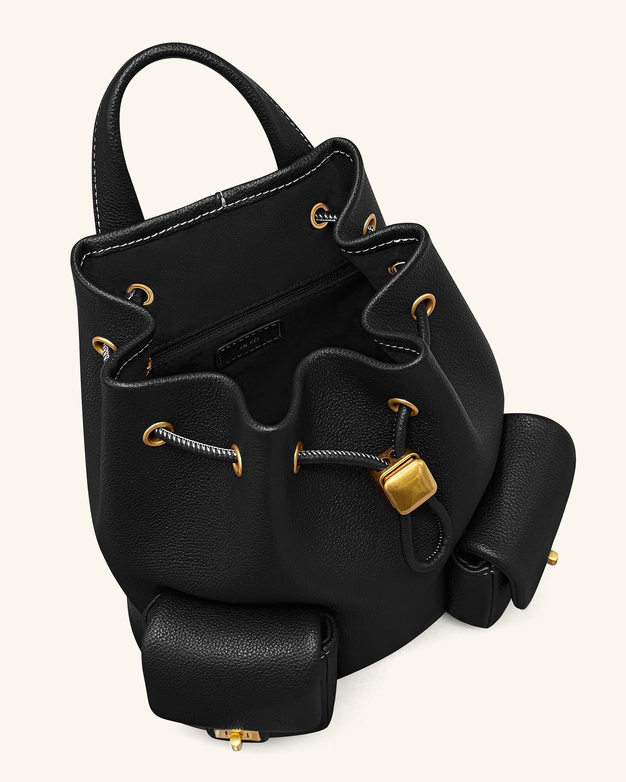 Avery Pebbled Drawstring Utility Backpack – Black - Image 5