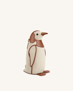 Pia Penguin Crossbody Bag - Brown Canvas