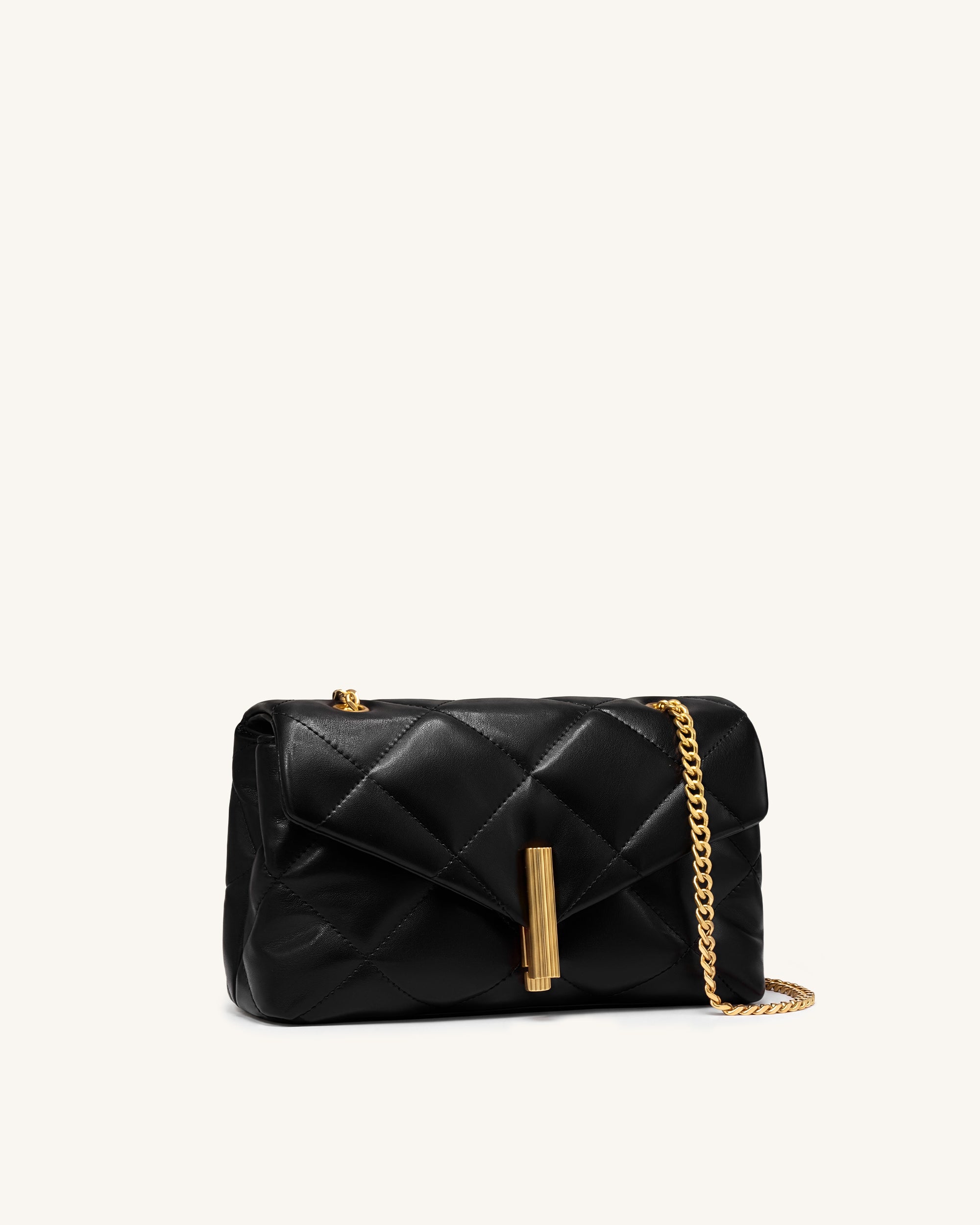 Valerie Puffy Bar-Lock Shoulder Bag - Black - Image 2