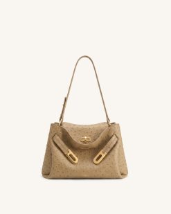 Rhea Double Buckle Shoulder Bag - Camel